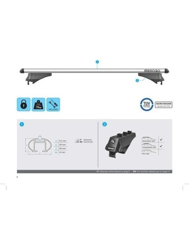 Bare roof rack crossbars Menabo Tiger Silver...