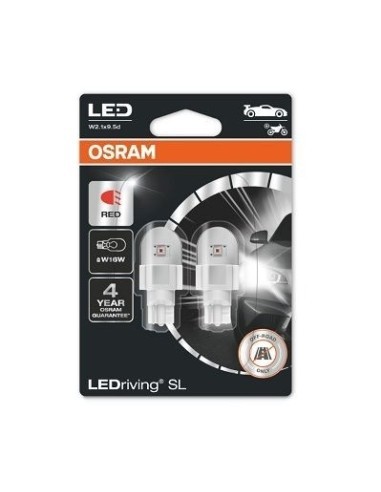 Set 2 LED izzók külső 12v (w16w) Piros...