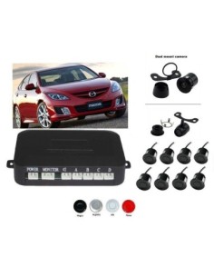 Front and rear parking sensors with front video camera...