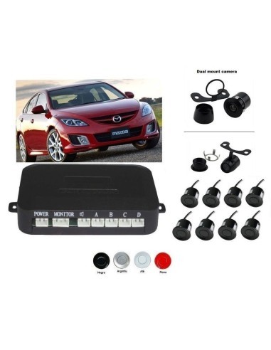 Front and rear parking sensors with front video...