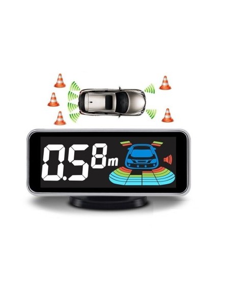 Front and rear parking sensors with timing, 8 sensors and LCD display