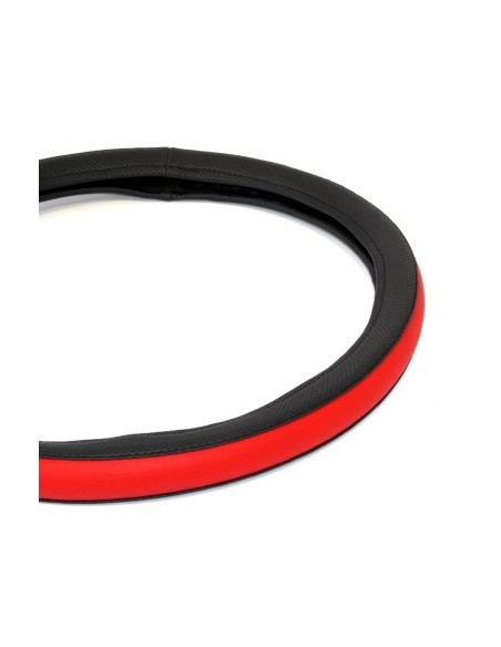 Eco Leather Steering Wheel Cover Red/Black 40-42 Cm