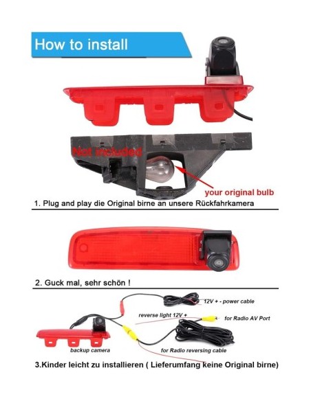 Reverse camera for brake light for Dacia Logan MCV, Dokker