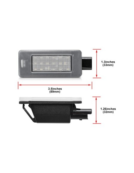Set of 2 LED License Plate Lights for Citroen C3, C4, C5, DS3, DS5