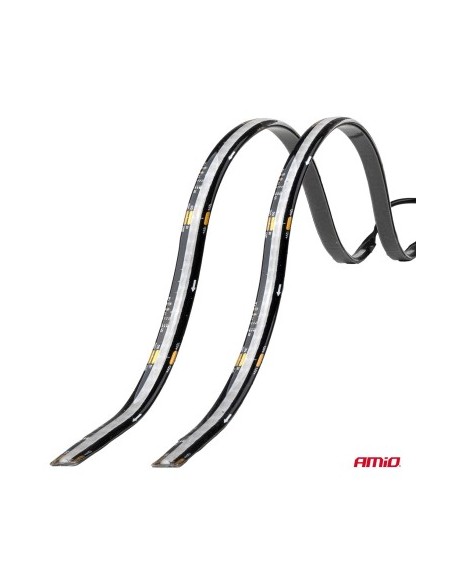 Set 2buc Banda Led Auto flexibile cu controler multicolor RGB 2x30cm, 12V, Amio