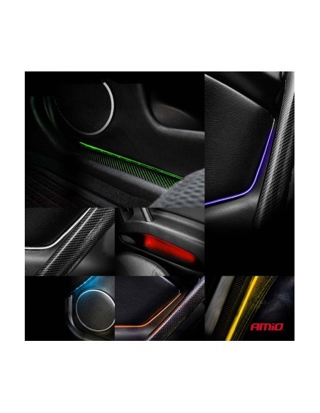 Set 2buc Banda Led Auto flexibile cu controler multicolor RGB 2x30cm, 12V, Amio