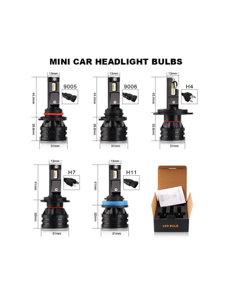 Σετ 2 led H8 M2 Canbus για φως αυτοκινήτου, ισχύς 28W, φωτεινότητα 6000 Lm, 12V-24V