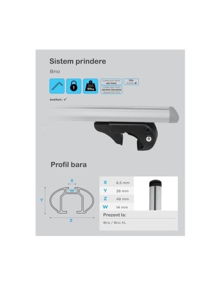 Menabo Brio Roof Bars compatible with Volkswagen Tiguan (5N) models 2007-2011