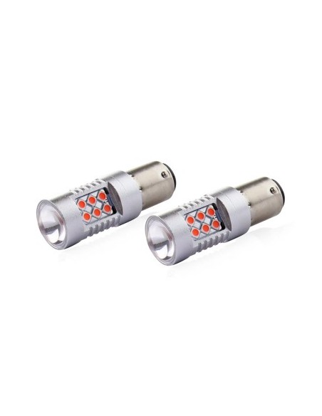 2 db P21/5W Canbus LED Autóizzó Piros 24SMD dupla fényerő 12-24V