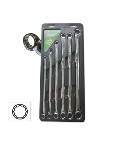 Set of 6 Extra Long 12 Point Ring Wrenches