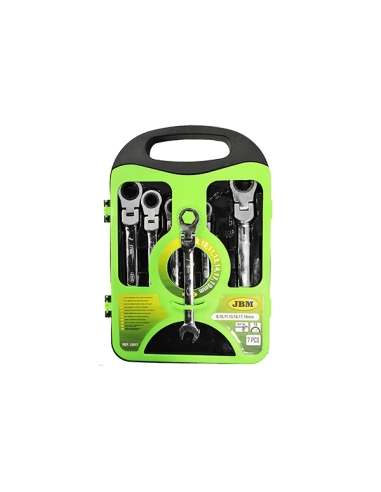 Set of 7 Combination Wrenches with Ratchet and...