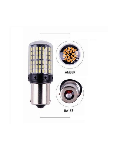 Car LED Canbus ORANGE BA15S P21W 144 SMD 3014 12V - BA15S-144SMD-3014-AMBER