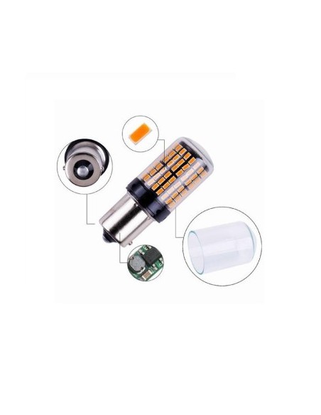 Car LED Canbus ORANGE BA15S P21W 144 SMD 3014 12V - BA15S-144SMD-3014-AMBER