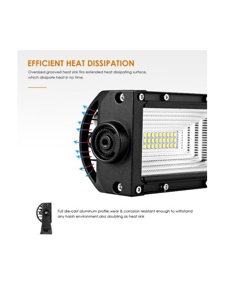 LED Bar Auto Curbat 594W, leduri pe 3 randuri, 12V-24V, 41580 Lumeni, 42"/107 cm, Combo Beam 12/60 Grade
