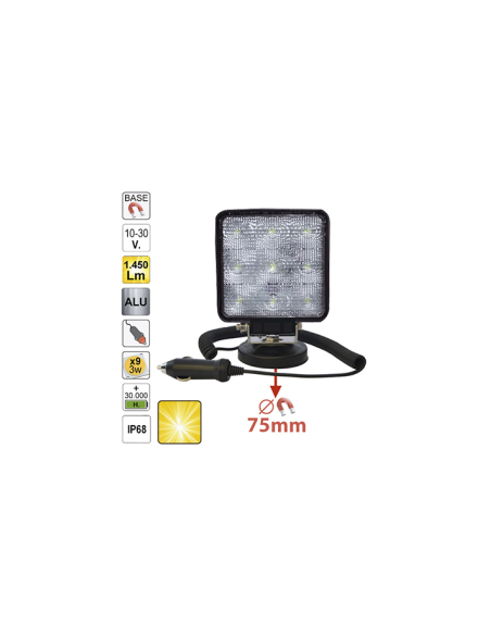 Work LED Projector with Cigarette Charger, Diffused Light Magnetic Base, JBM