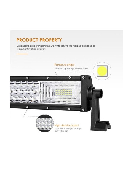 Auto LED Bar 324W, 3-row LEDs, 12V-24V, 22680 Lumens, 21.5"/54.6 cm, Combo Beam 12/60 Degrees