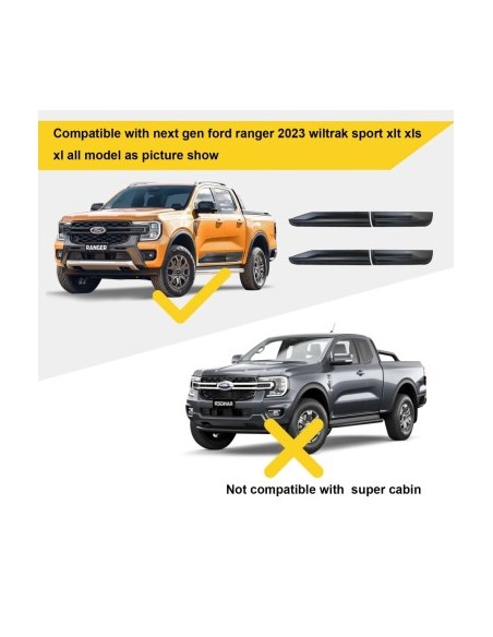 Set Ornamente laterale portiere negru mat Ford Ranger T9 2022+