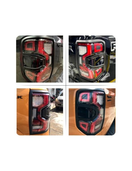Μαύρα ματ διακοσμητικά για πίσω φώτα Ford Ranger T9 Sport, Wildtrak, XLT 2022-παρόν