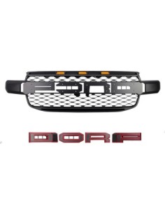 Raptor Style Matte Black Grille with Red Trim and Orange... 2