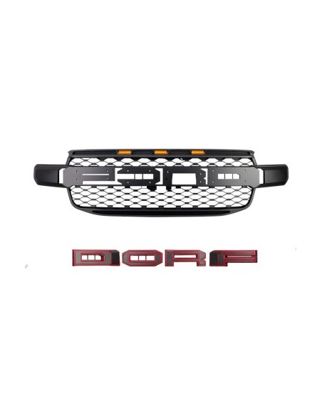 Raptor Style Matt Fekete Hűtőrács Piros Kerettel és Narancssárga LED-ekkel Ford Ranger T9 2022-2025-höz