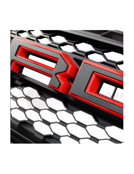 Raptor Style Matt Fekete Hűtőrács Piros Kerettel és Narancssárga LED-ekkel Ford Ranger T9 2022-2025-höz