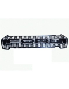 Matte black radiator grille with white outline, orange...