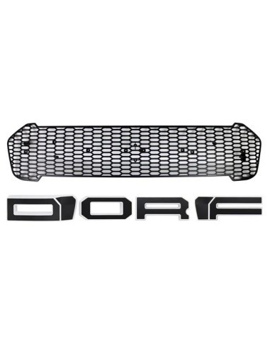 Matte black radiator grille with white outline,...