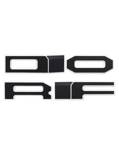 Matte black radiator grille with white outline,...