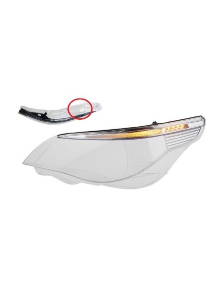 Left headlight glass for BMW Series 5 E60/E61 Xenon adaptive headlight (2004-2007)