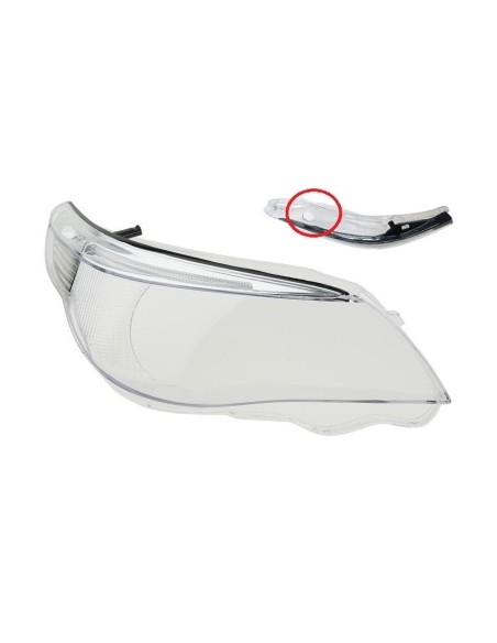 Right headlight glass for BMW Series 5 E60/E61 Xenon adaptive headlight (2004-2007)