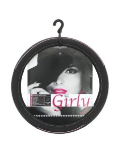 Black Leather Steering Wheel Cover with Pink 37-39cm