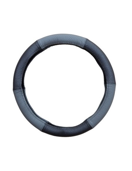 Perforated Natural Leather Steering Wheel Cover Gray 37-39 cm
