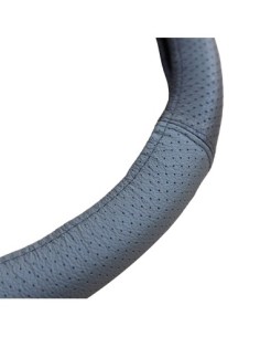 Perforated Natural Leather Steering Wheel Cover Gray... 2
