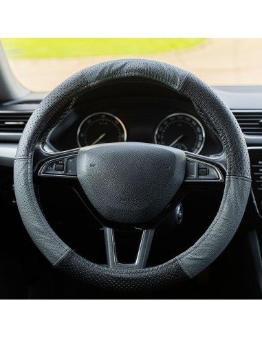 Perforated Natural Leather Steering Wheel Cover...
