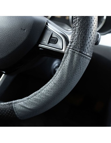 Perforated Natural Leather Steering Wheel Cover...