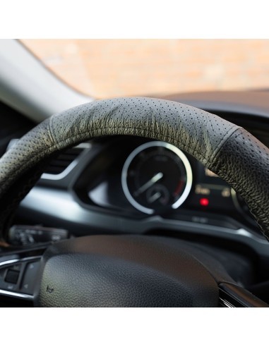 Perforated Natural Leather Steering Wheel Cover...