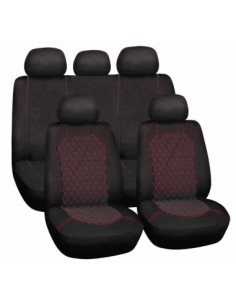Universal Seat Cover Set "SPIDERWEB" Black/Red Bottari