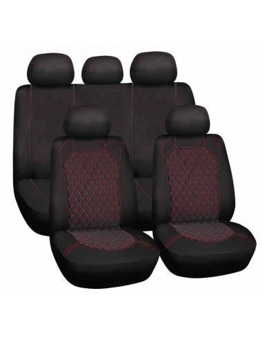 Universal Seat Cover Set "SPIDERWEB" Black/Red...
