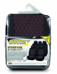 Universal Seat Cover Set "SPIDERWEB" Black/Red Bottari 2