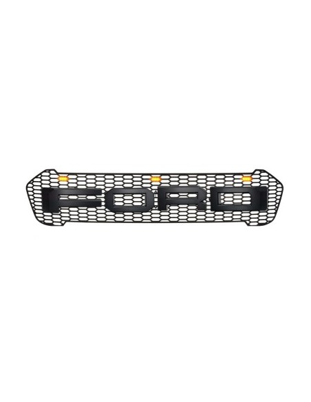 Mat black radiator grille with orange LED for Ford Ranger T8 2019-2022