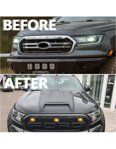 Mat black radiator grille with orange LED for...