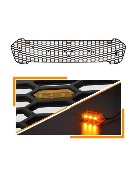 Mat black radiator grille with orange LED for Ford Ranger T8 2019-2022