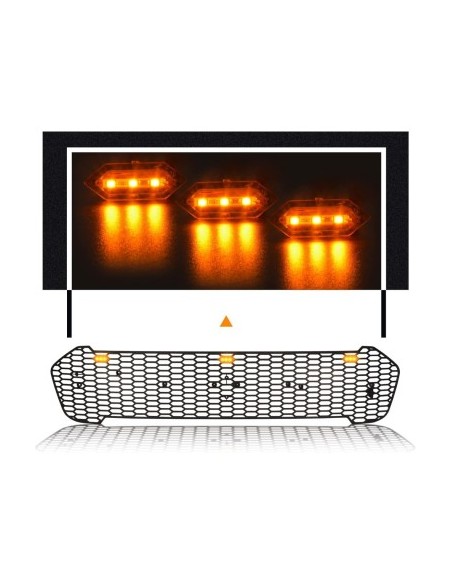 Mat black radiator grille with orange LED for Ford Ranger T8 2019-2022