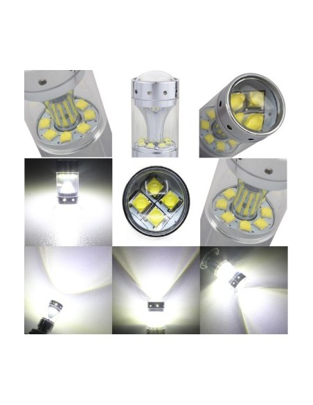 Led αυτοκίνητου Canbus T20 (W21W) ΛΕΥΚΟ 60W με LED CREE με διπλή ένταση