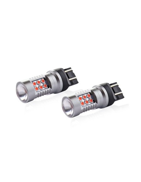Σετ 2 λαμπτήρες Led Αυτοκινήτου Κόκκινο T20 W21/5W Canbus με 24SMD διπλής έντασης 12-24V