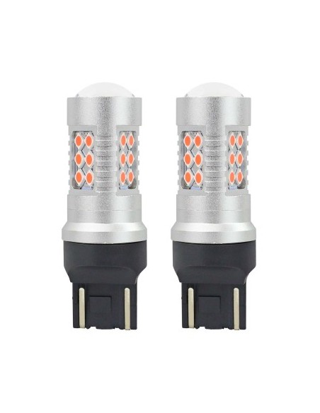 Σετ 2 λαμπτήρες Led Αυτοκινήτου Κόκκινο T20 W21/5W Canbus με 24SMD διπλής έντασης 12-24V