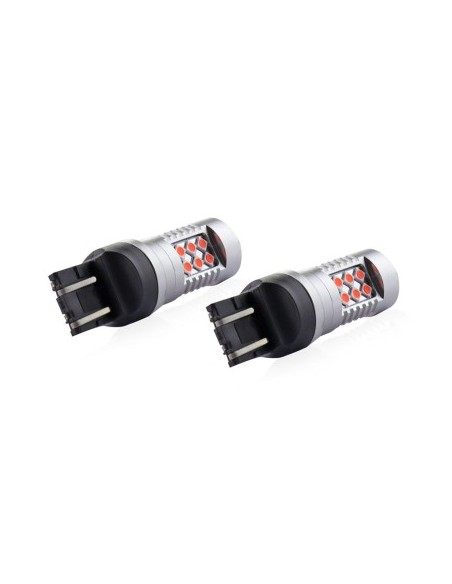 Σετ 2 λαμπτήρες Led Αυτοκινήτου Κόκκινο T20 W21/5W Canbus με 24SMD διπλής έντασης 12-24V