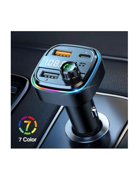FM Modulator 12-24V Bluetooth 5.0 with Fast Charge 3.0 car charger function and USB C port - C26