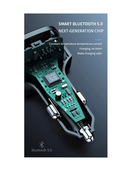 FM Modulator 12-24V Bluetooth 5.0 with Fast Charge 3.0 car charger function and USB C port - C26