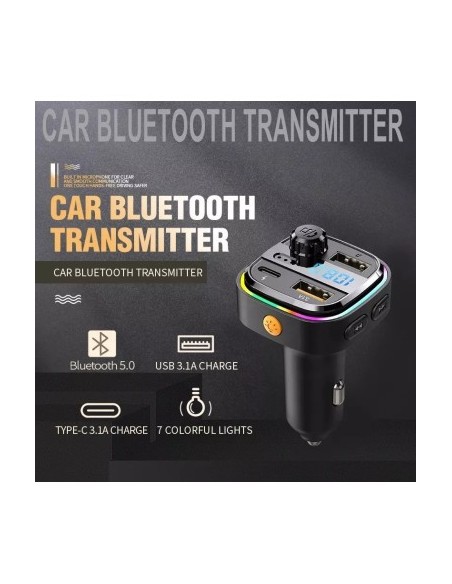 FM Modulator 12-24V Bluetooth 5.0 Gyors Töltés 3.0 autós töltő funkcióval és USB C porttal - C26